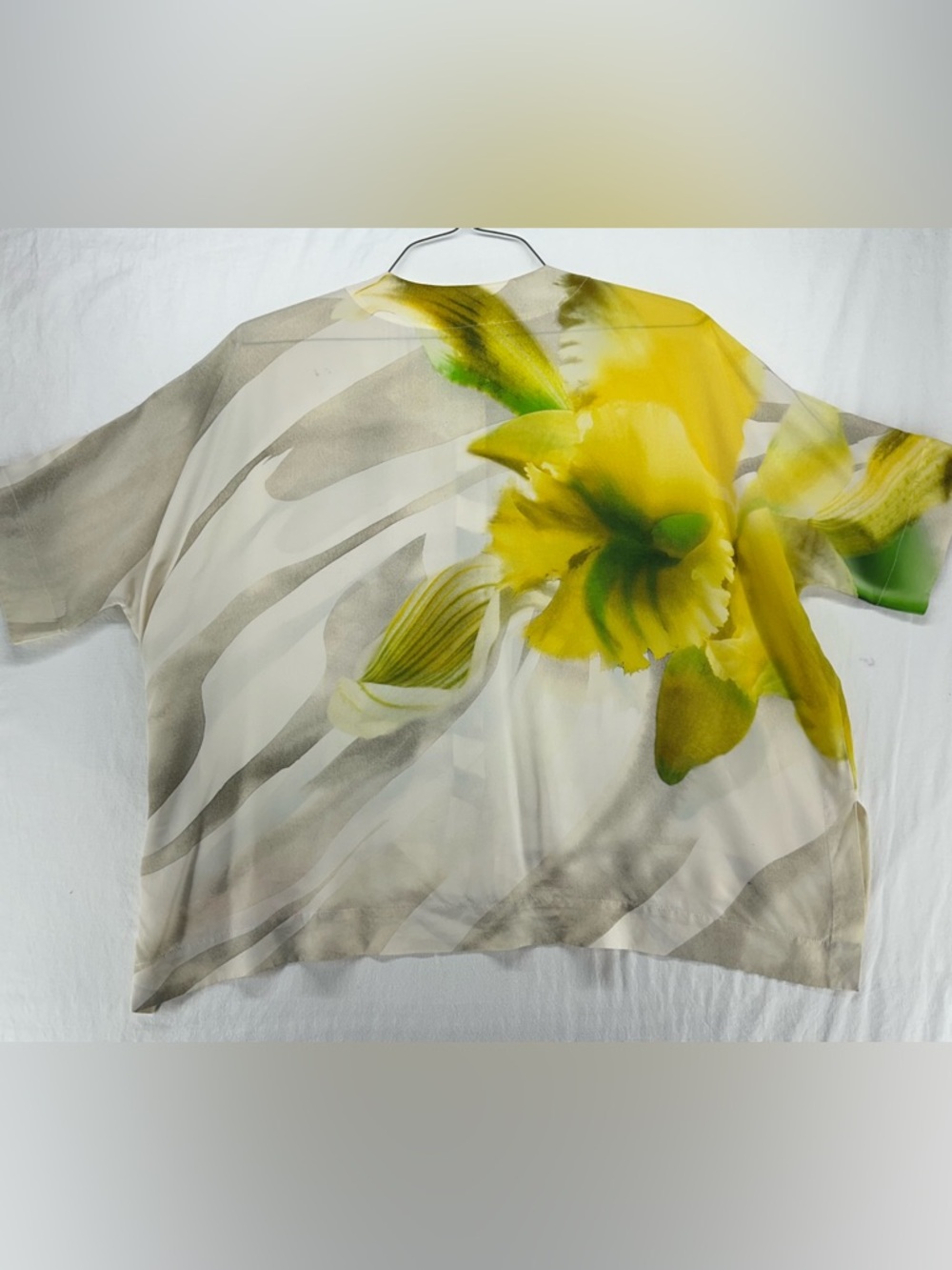 Lafayette 148 Silk Flower Multicolor Blouse Boxy Flowy Loose Relaxed M Petite - Picture 2 of 9